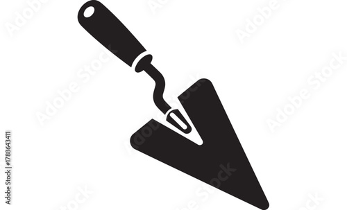 a simple black silhouette of a pointing trowel a tool used in masonry and construction on transparent background silhouette high quality professional detailed modern elegant stylish