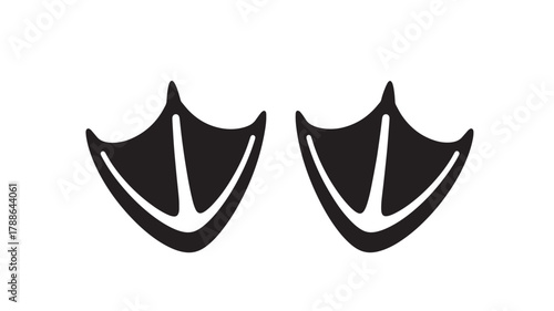 a pair of black duck feet with webbed toes are depicted in a simple bold outline on transparent background silhouette high quality professional detailed modern elegant