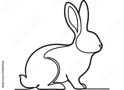 a minimalist line drawing of a rabbit in profile showcasing a single continuous stroke ideal for design elements on transparent background silhouette high quality professional detailed