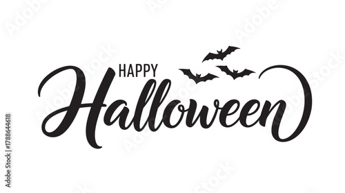 a stylish halloween typographic design featuring the word halloween with bats flying above perfect for festive projects on transparent background silhouette high quality professional detailed modern