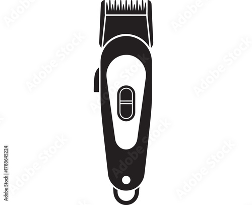 a detailed black silhouette depiction of a professional hair clipper showcasing its sleek design and features on transparent background silhouette high quality modern elegant stylish clean