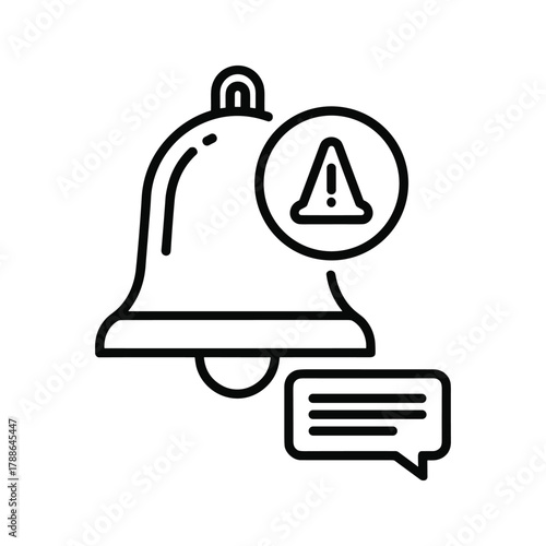 Notification bell with alert symbol and message icon