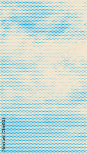 Color halftone texture of blue sky with clouds. Abstract cloud pattern vector dotted pixel texture background with copy space.