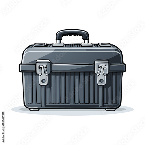 Sturdy Dark Gray Tool Box for Handyman Equipment and Repair Supplies Vector Illustration