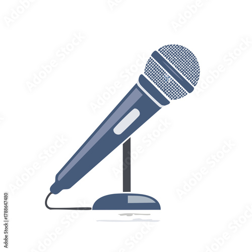 Blue studio microphone on a stand a classic tool for recording music and speeches