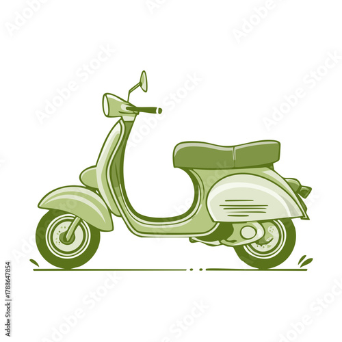 Classic Scooter Illustration Vibrant Green Transportation Art
