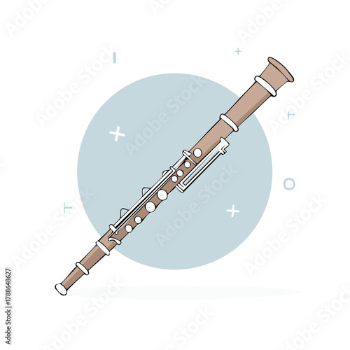 Single Musical Woodwind Instrument Illustration for Beginners and Education
