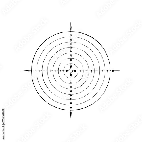 Precision crosshairs graphic with concentric circles and aiming markers
