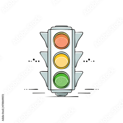 Modern traffic signal showing red yellow and green lights for traffic control
