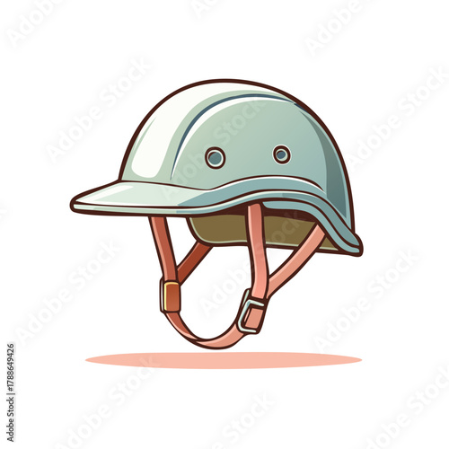 Vintage Safari Helmet With Straps And Buckle, Light Blue Head Protection Gear