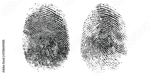 Forensic fingerprint identification symbol for data security isolated on white background