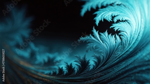 Intricate Frost Pattern With Glowing Lines Enhancing Its Cold Beauty in an Abstract Display