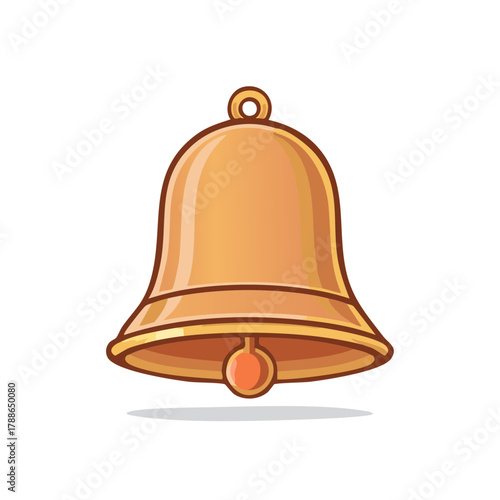 Classic Golden Bell Illustration with Detailed Shine and Shadow