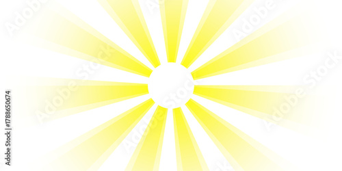 Yellow Sunburst Ray Effect with Radial Lines on White Background