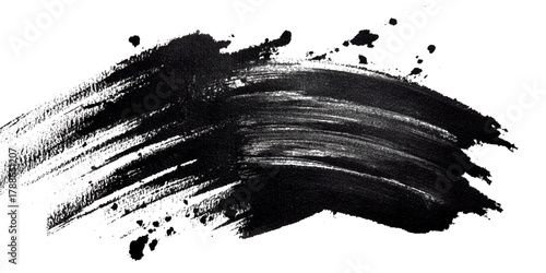 Abstract grunge brush stroke paint blot rough black texture .banner design artistic dirty splatter background .hand drawn ink stroke element for creative layout and artwork .