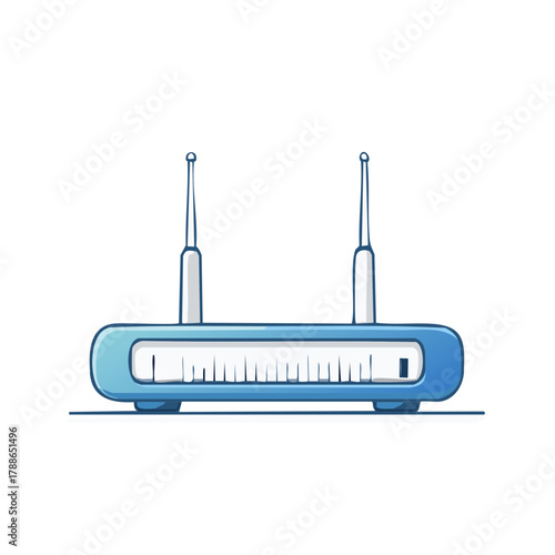 Modern Wireless Router with Antennas and Indicator Light, Simple Icon