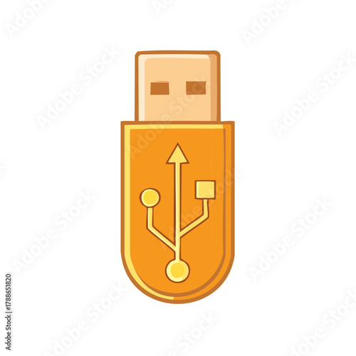 Digital Storage USB Drive with Universal Serial Bus Symbol