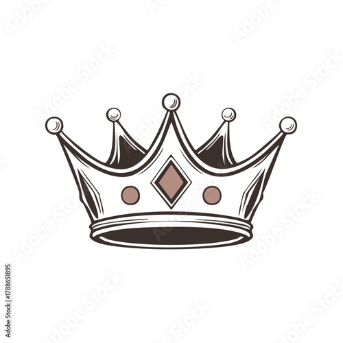 Regal Crown with Diamond Emblem and Ornate Spikes