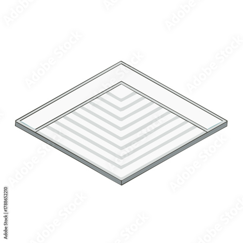 Clean Isometric Perspective View of a Simple Square Ceiling Light Fixture with Recessed Diffuser