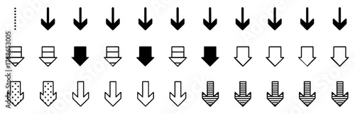 arrow down scroll icon set