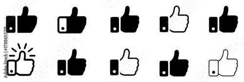thumb up like approval icon set