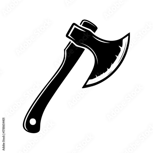 Sharp Metal Axe Blade with Wooden Handle Isolated Graphic
