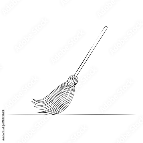 Sketch of a broom cleaning the floor with its bristles sweeping horizontally