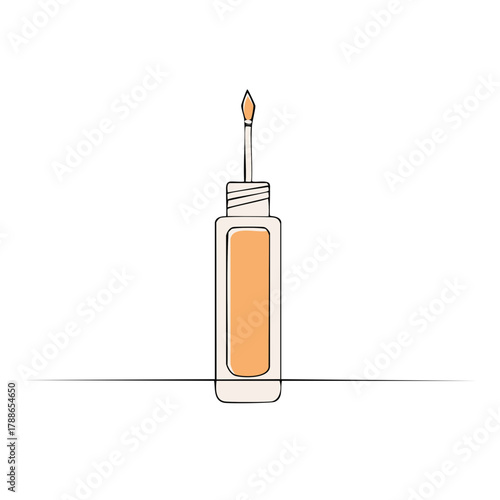 Minimalist drawing of a liquid makeup bottle with applicator