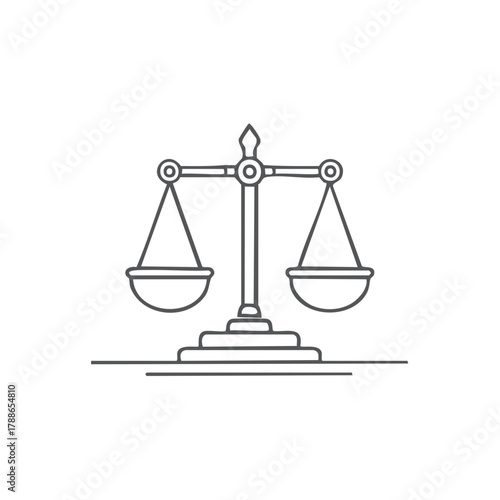 Outline drawing of justice scales representing legal equality and fairness principles