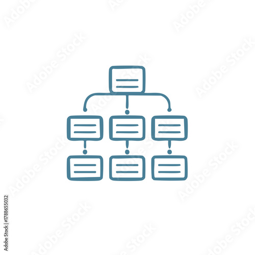 Simple Hand Drawn Organization Chart Hierarchical Structure Diagram