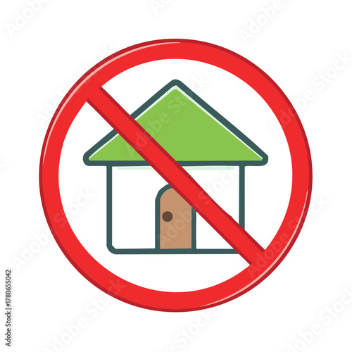 No Trespassing Sign with House Symbol and Red Circle