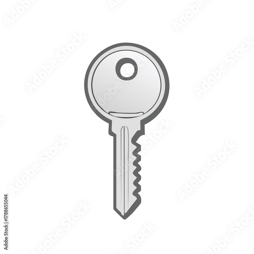 Single Silver Key Illustration Isolated on White Background Graphic Element