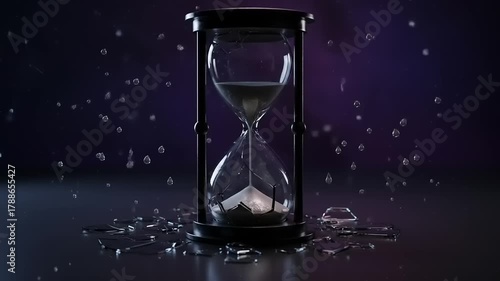 Hourglass Shattered Time Passing Time Flies Time is Up Concept Time Running Out Moment