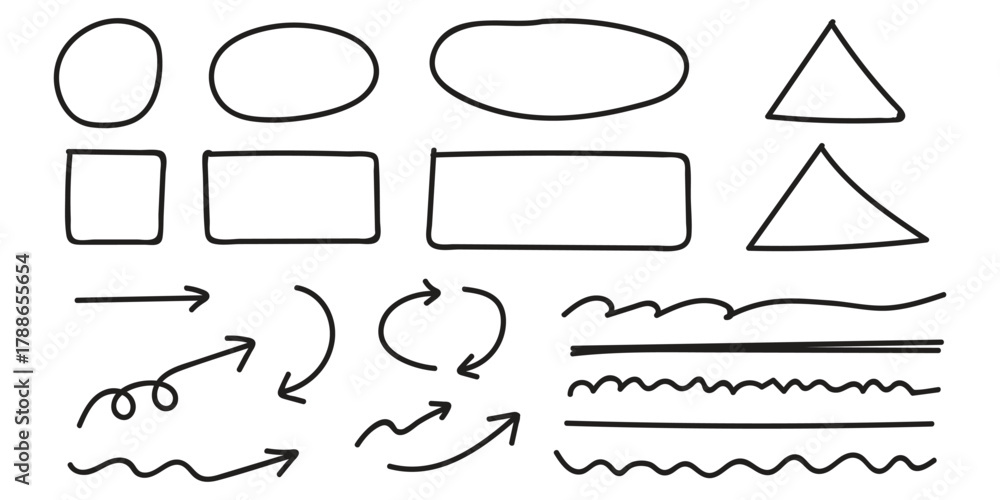 Fototapeta premium Pencil crayon arrows, cross sign, text quote frames icon vector. Hand drawn line check mark elements symbol. vector illustration.