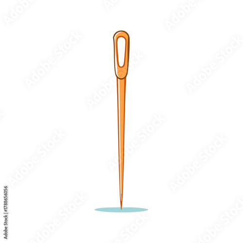 Simple illustration of a sewing needle with an orange body and eye