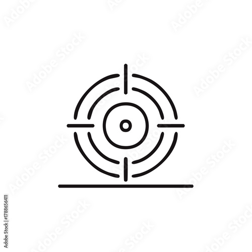 Black line art target scope icon with concentric circles and crosshairs
