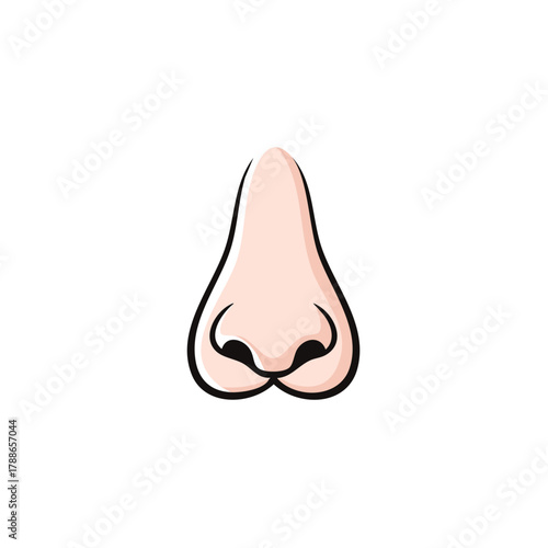 Simple Human Nose Cartoon Illustration Graphic Element Depicting Sense of Smell