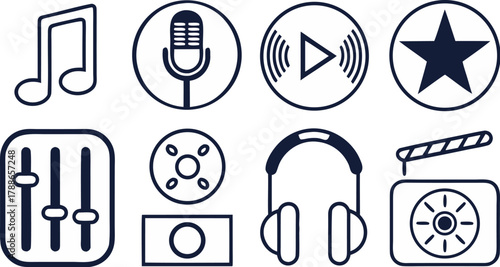 Music and Entertainment Icons Note Mic Symbol