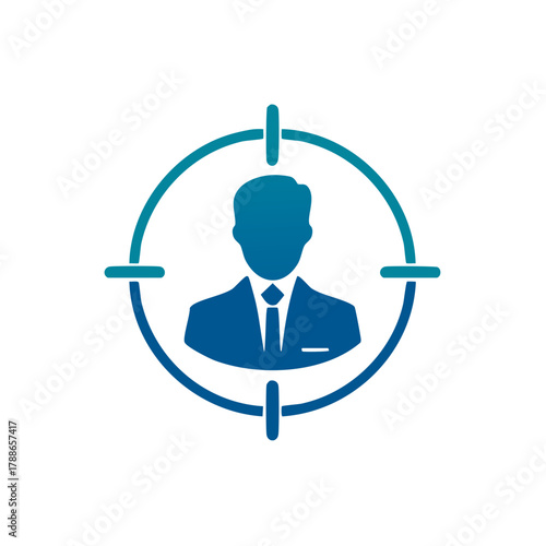 Targeted Business Professional Icon in Crosshairs Silhouette