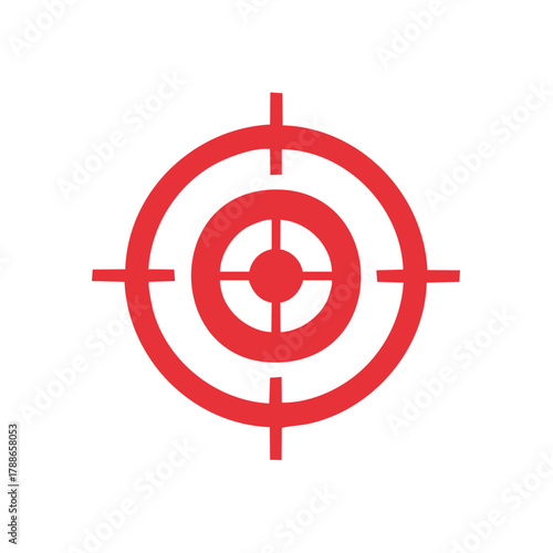 Red crosshair target symbol concentric circles graphic design