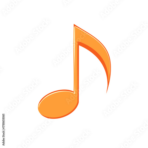 Vibrant Orange Eighth Note Digital Art Illustration Representing Music and Melody