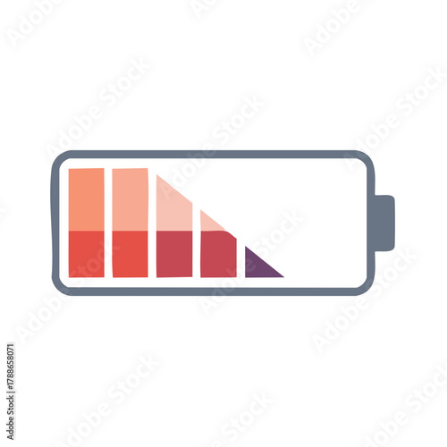 Battery level indicator with declining charge status in abstract geometric bars