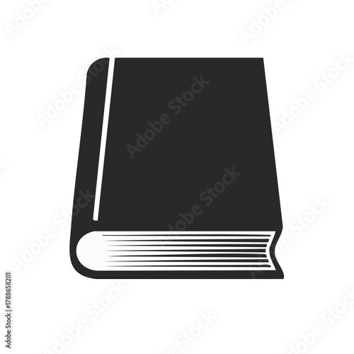Simple closed book illustration with dark cover and visible page edges