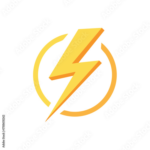 Dynamic Yellow Lightning Bolt Icon Representing Power Energy Speed