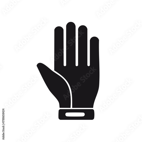 Black silhouette of an open hand with four fingers extended upwards and a cuff.