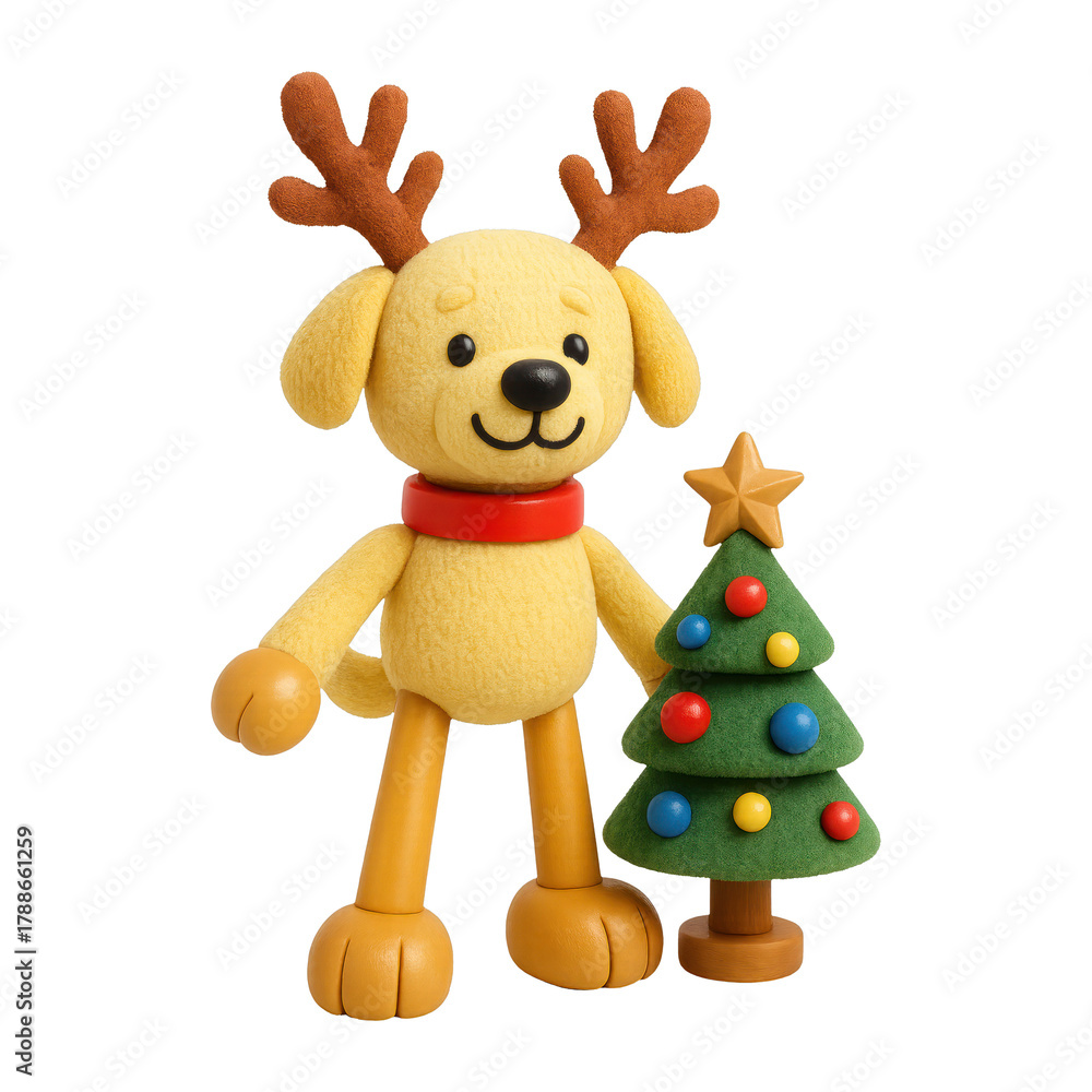 Naklejka premium PNG Festive dog toy with tree