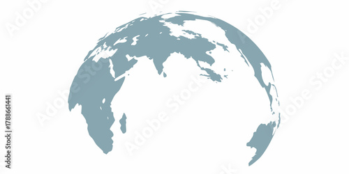 Stylized abstract globe showing continents of asia and africa on a white background