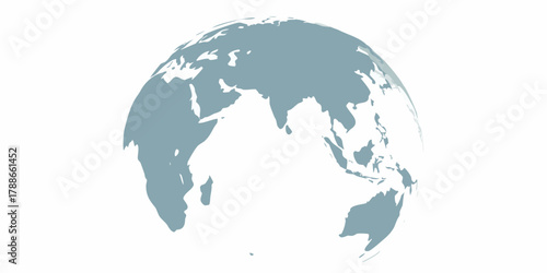 Stylized globe showing asia australia and the indian ocean on a white background