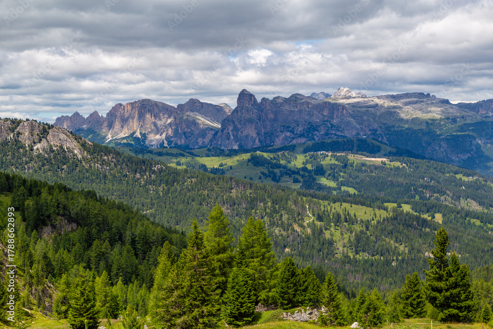 Fototapeta premium LMountain landscape near Livinallongo del Col di Lana and Valparola Pass. Dolomites Alps. Italy.