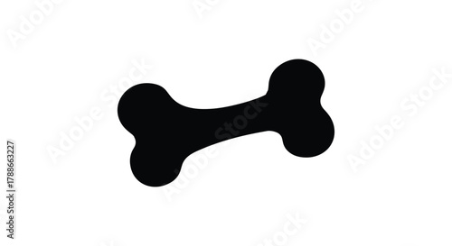 Black bone silhouette, simple graphic design element isolated.